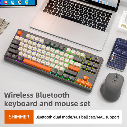 M87 Wireless Keyboard, 87Keys Dual Mode Bluetooth Keyboard with Rainbow-Light RGB,PBT Ballcaps Design Gaming Keyboard