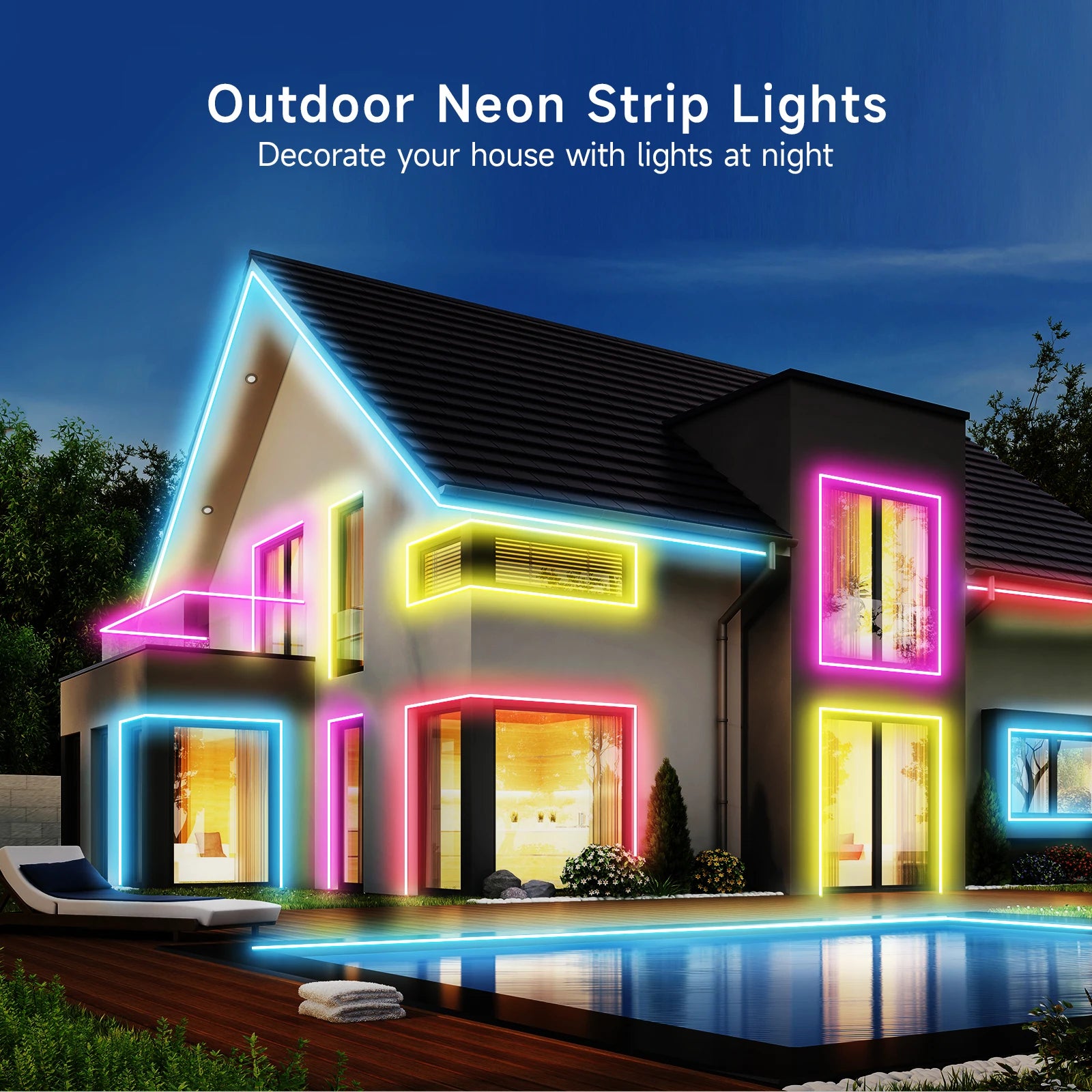 Color LED Strip Lights 24V 84Leds/M Silicone Neon Rope Light Bluetooth Music Sync RGB IP67 Waterproof Light Strip 5-10M