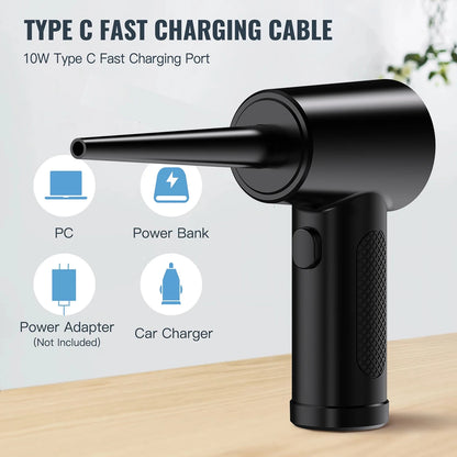 Compressed Air Duster for Keyboard Electric Air Blower Computer Cleaning Cordless Air Dust Cleaner for PC Crumbs Car