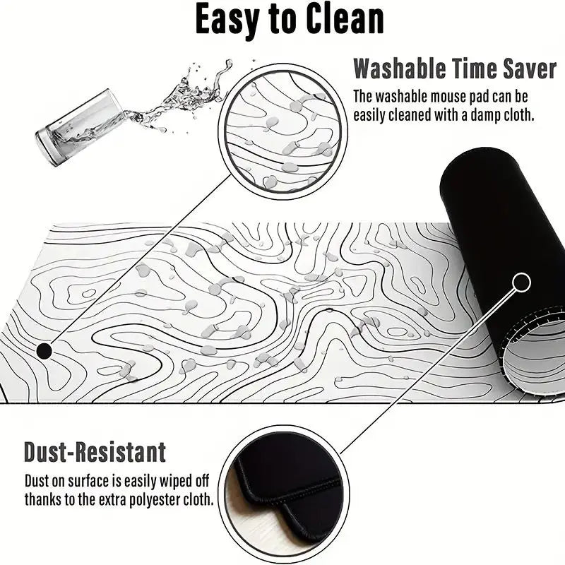 1PC Large Mouse Pad, Office Gaming Table Mat, Non-Slip Rubber Base Washable Mouse Pad for Work, Gaming and Office