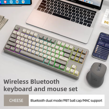 M87 Wireless Keyboard, 87Keys Dual Mode Bluetooth Keyboard with Rainbow-Light RGB,PBT Ballcaps Design Gaming Keyboard