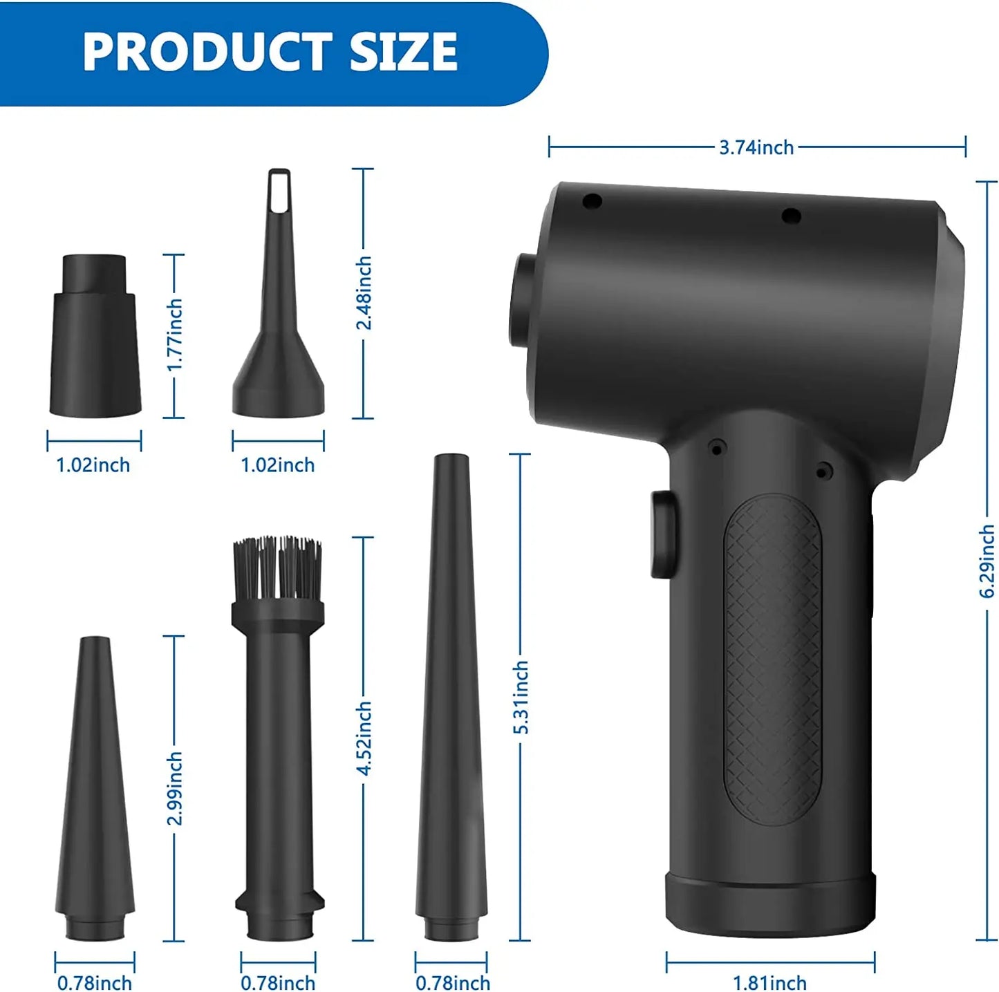 Compressed Air Duster for Keyboard Electric Air Blower Computer Cleaning Cordless Air Dust Cleaner for PC Crumbs Car